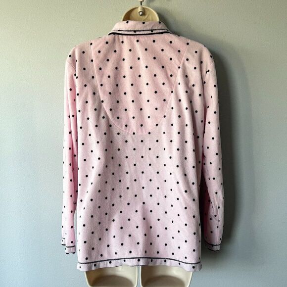 Anne Klein Pink/Black Polka Dot Fleece Pajama Set Size L - Picture 5 of 9